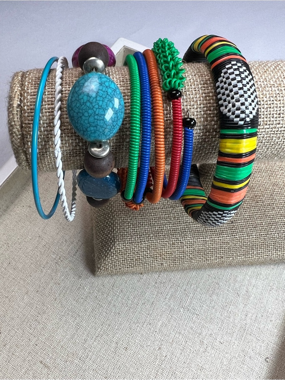 Colorful Bundle of Five Multi Style Bracelets Boho Hippie Festival Vacation